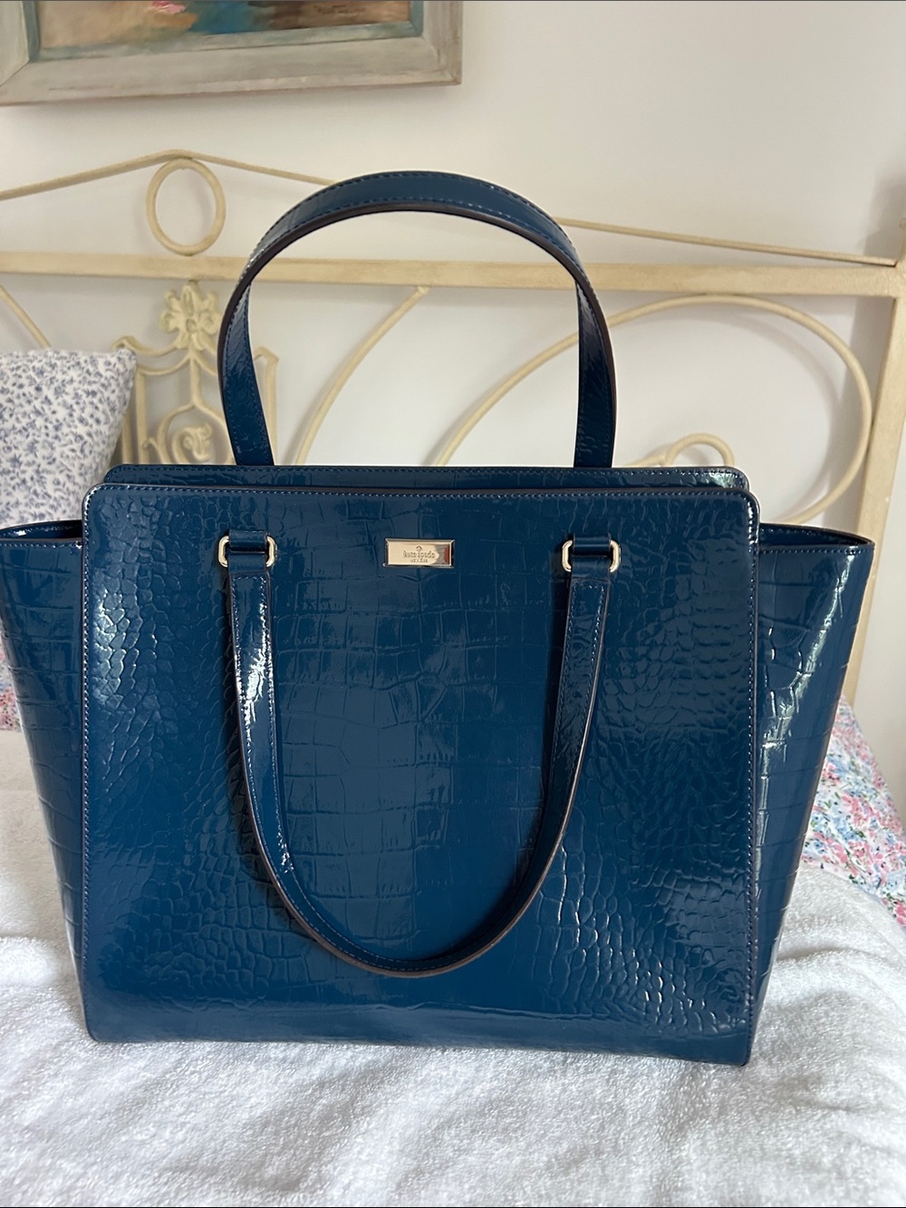 Kate Spade teal blue tote bag